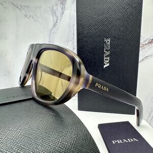 New PRADA Sunglasses Brown Striped Laguna Aviator Shield Mask New